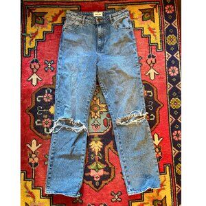 Rolla’s Original High Rise Straight Jeans Distressed Knee Size 27